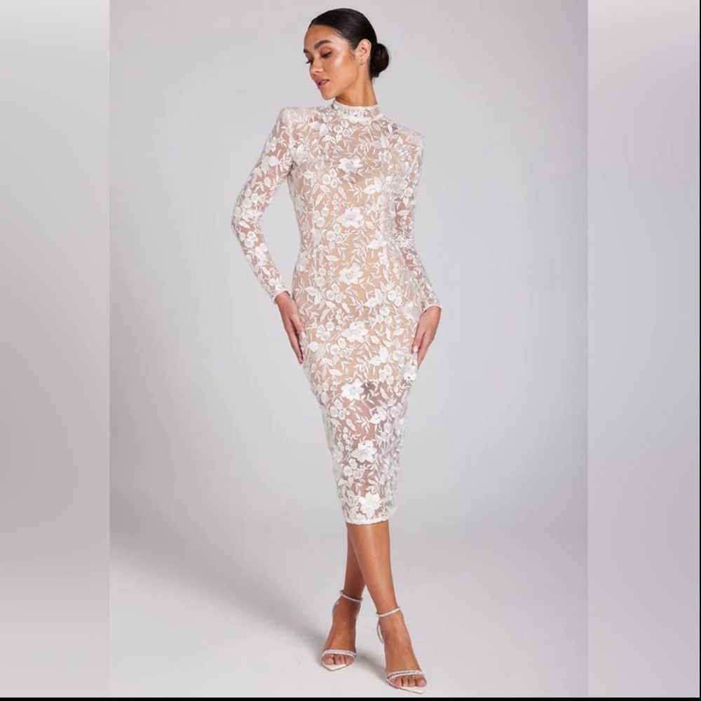 NADINE MERABI - NAOMI DRESS - LIGHT NUDE SLIP - SIZE SMALL